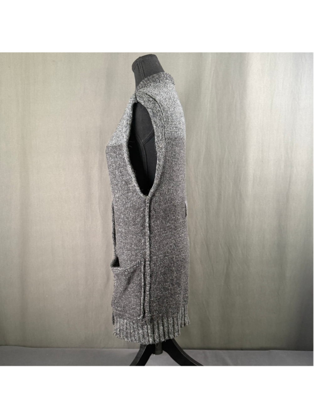 Club Monaco Vest Women S Knit Wool Alpaca Longline Academia Preppy Charcoal Grey - Picture 3 of 14